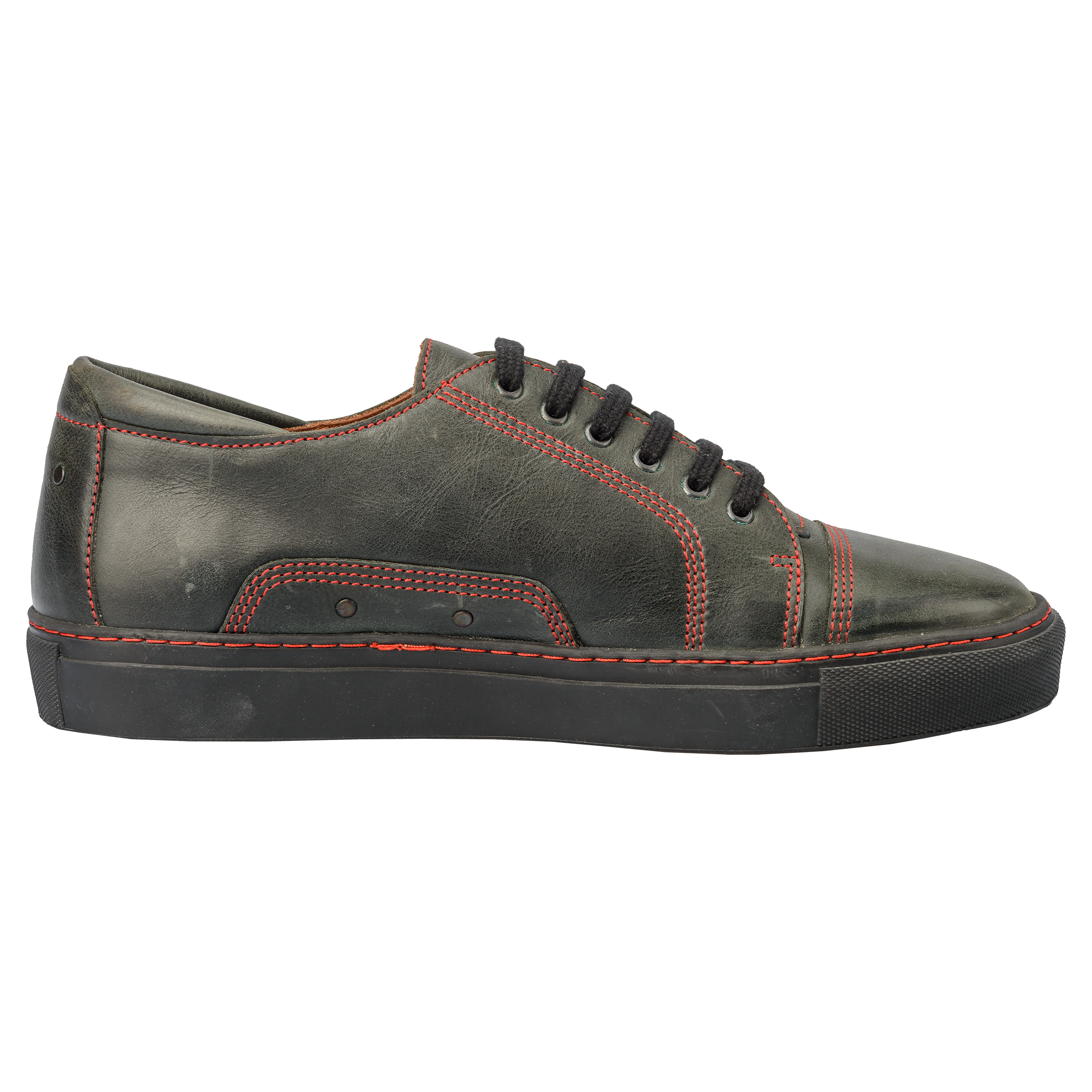 Badminton-Sneaker-Naturleder-Schuh-antracite-rot-innen Badminton-Sneaker-Naturleder-Schuh-antracite-rot-innen