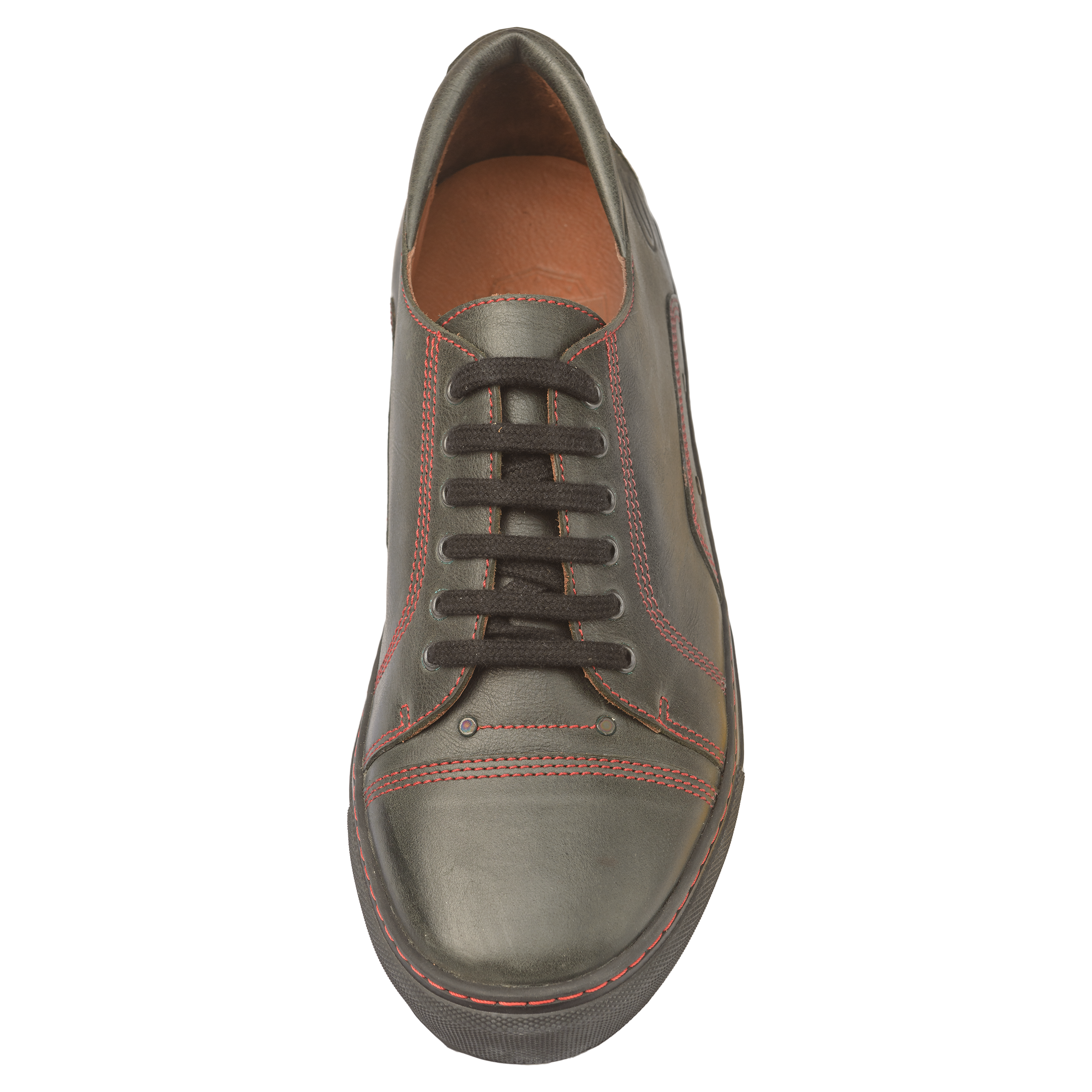 Badminton-Sneaker-Naturleder-Schuh-antracite-rot-top Badminton-Sneaker-Naturleder-Schuh-antracite-rot-top