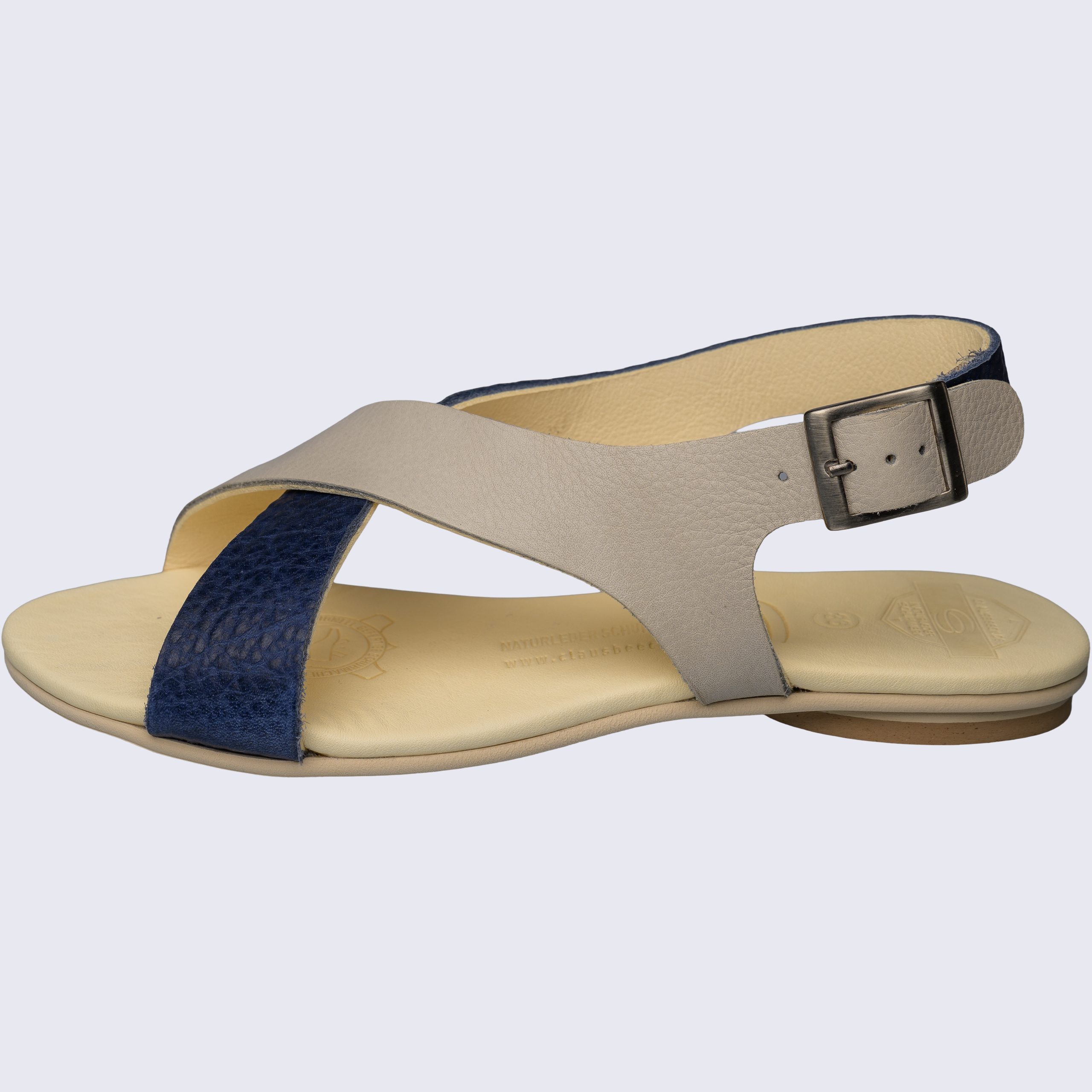 FIRENZE Firenze-federleichte-bequeme-Sandale-Naturleder-Schuh-marine-pastell