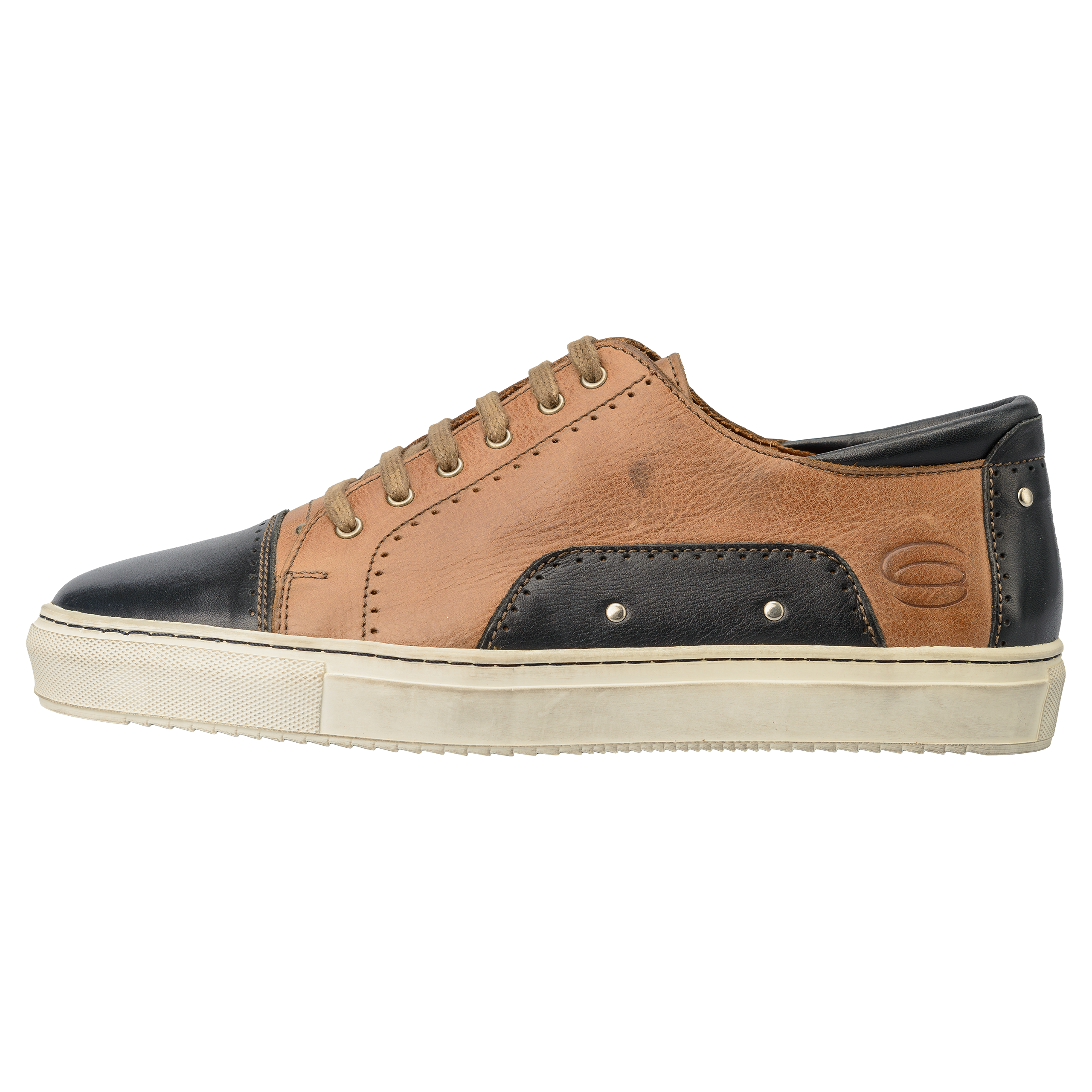 BADMINTON Herren Badminton-Sneaker-Naturleder-Schuh-blau-beige