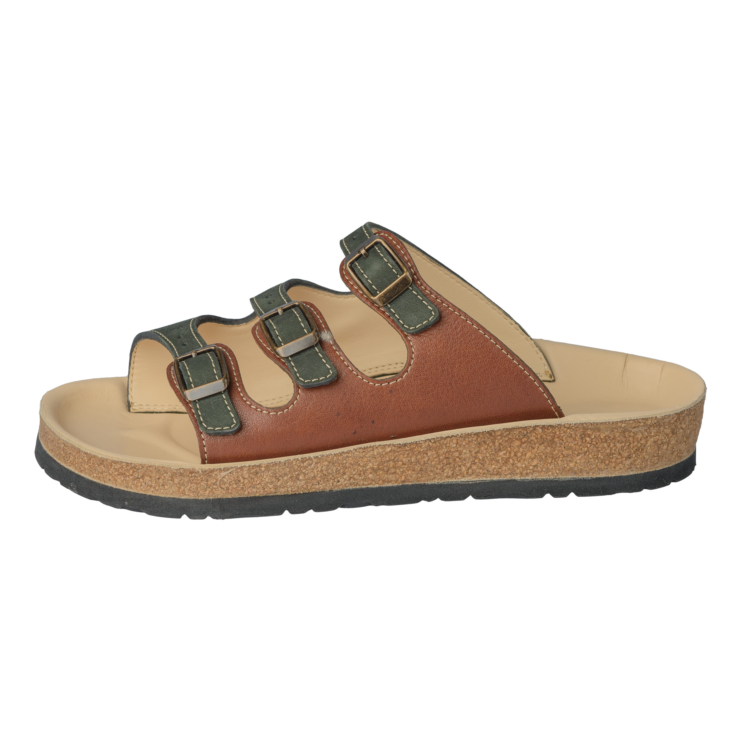 BIRK 3S Birk3S-Tiefbettsandale-Naturleder-Schuh-gruen-braun