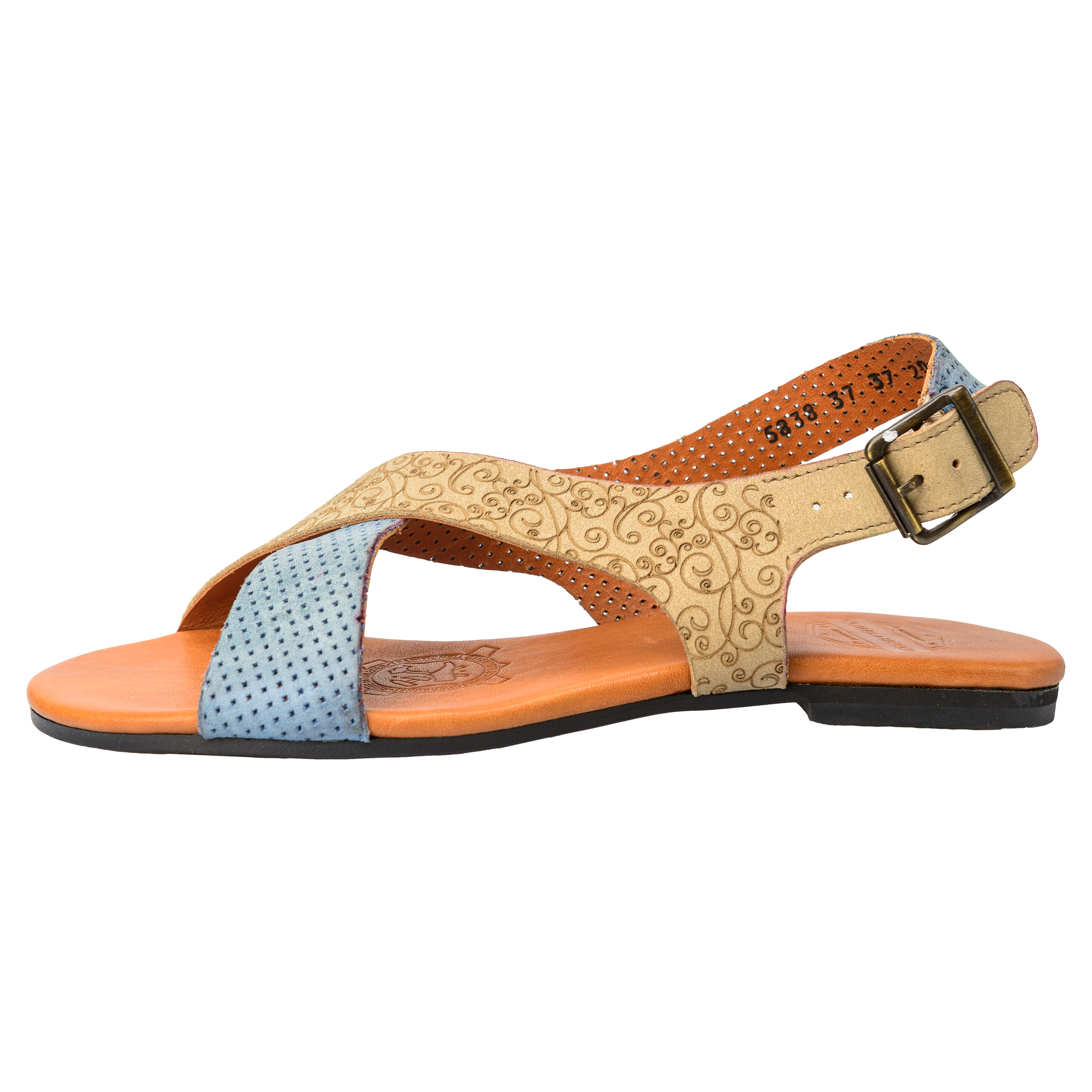 FIRENZE Firenze-Sandale-Naturleder-Schuh-bleubeige-aussen