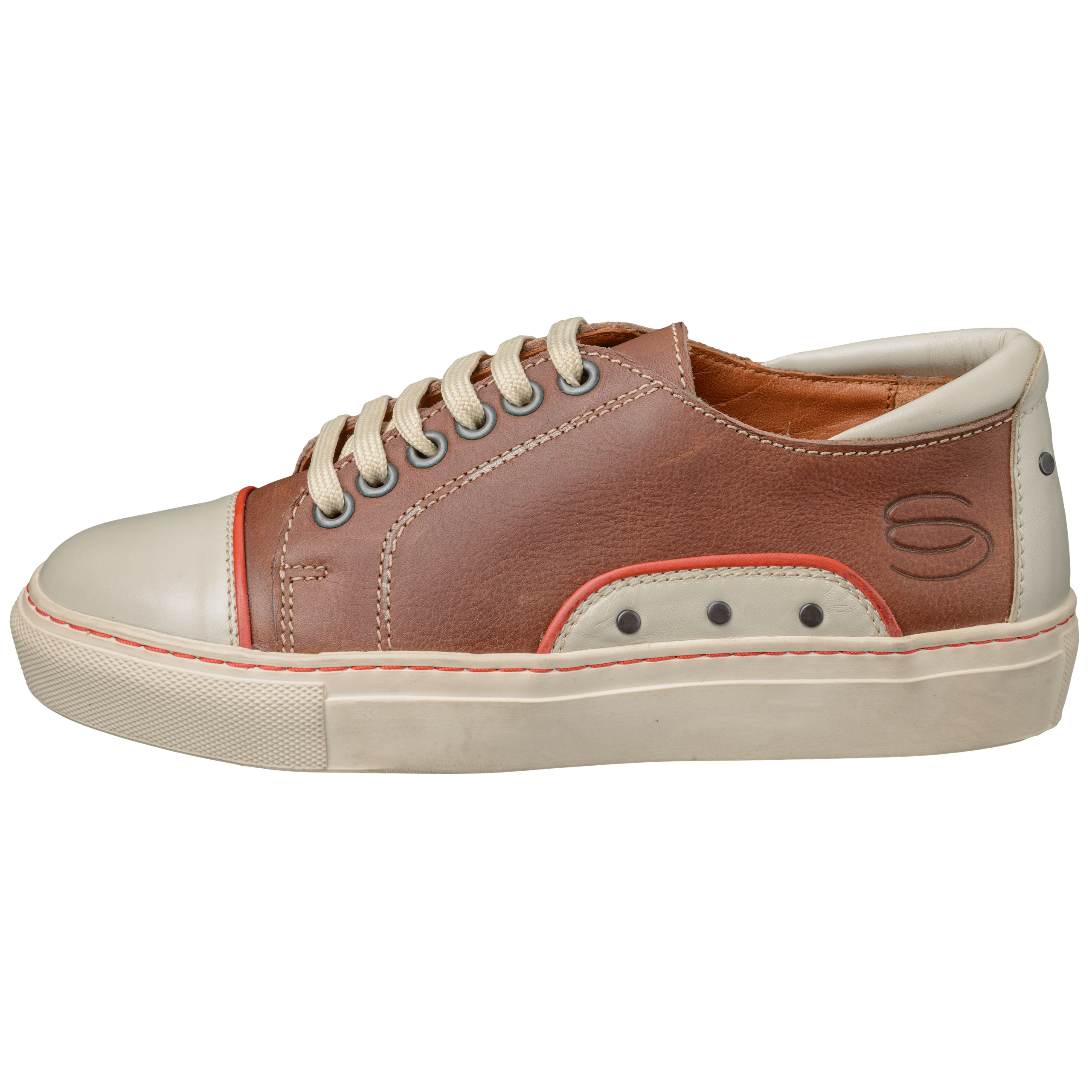 TENNIS woman Tennis-Sneaker-Damen-Naturleder-Schhuh-mbraun_aussen