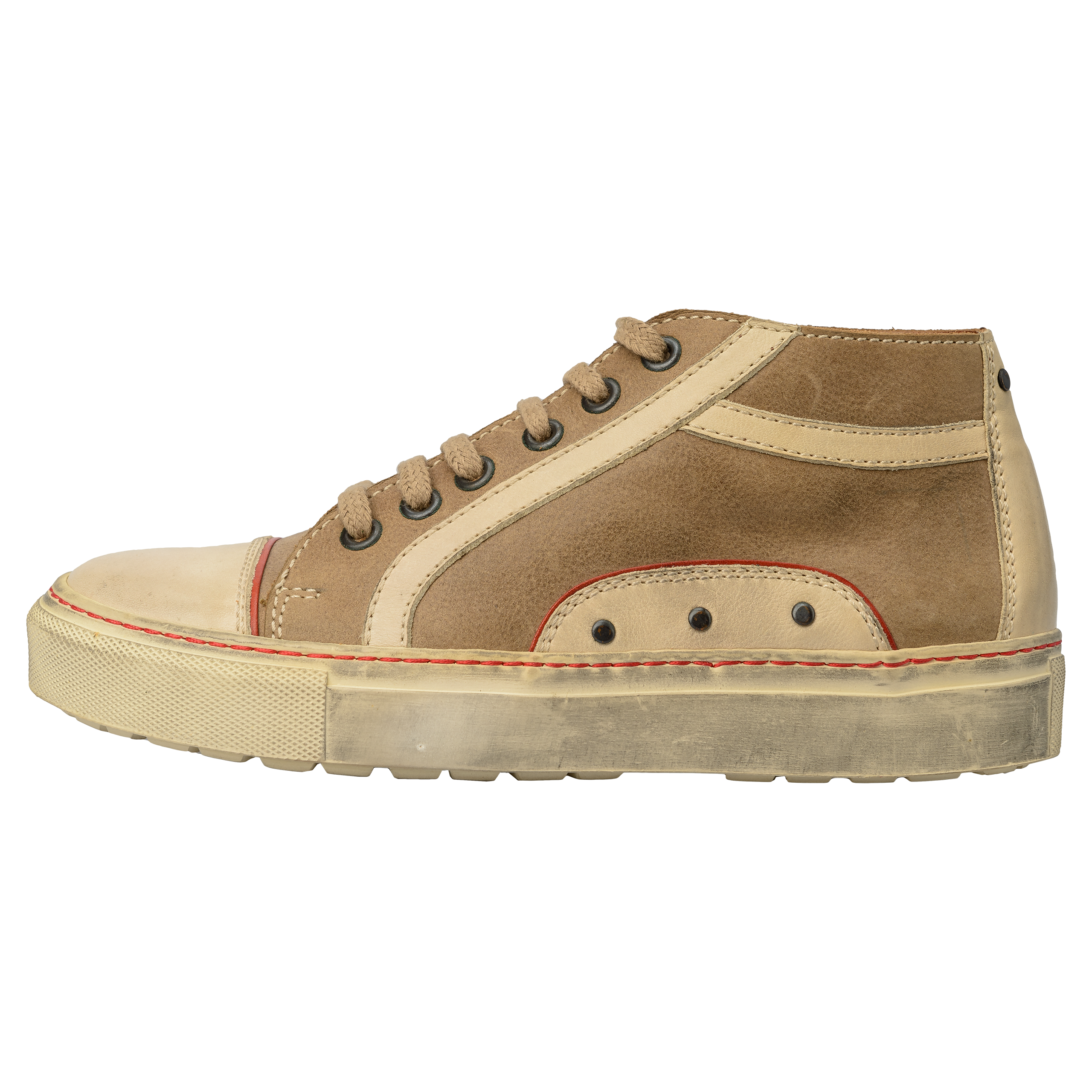 BASKET Damen Basket-Sneaker-Booty-Naturleder-Schuh-Damen-khaki-aussen