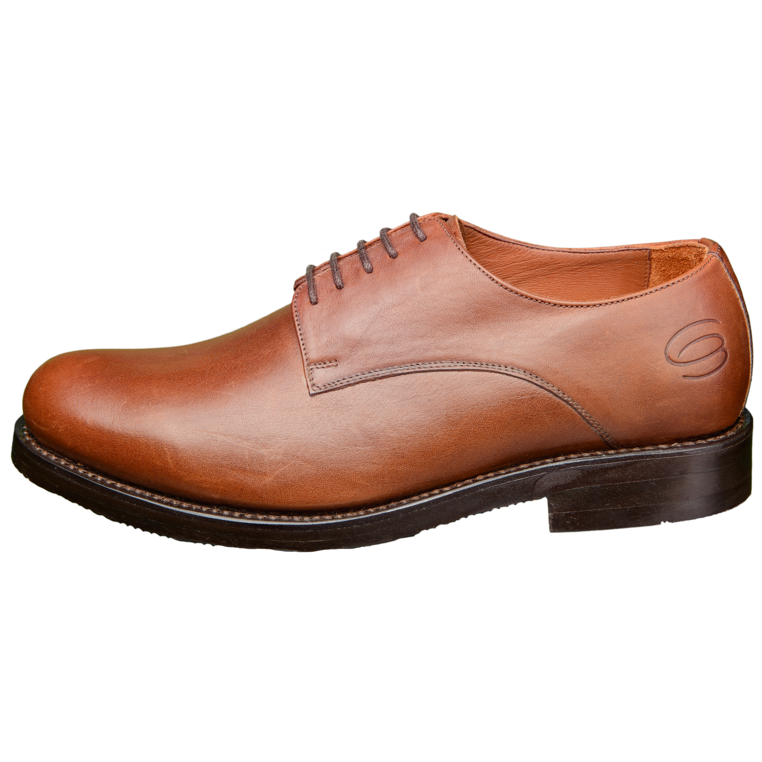 PLAIN DERBY Weite H Plain-Derby-Good-Year-Naturleder-Schuh-cognac
