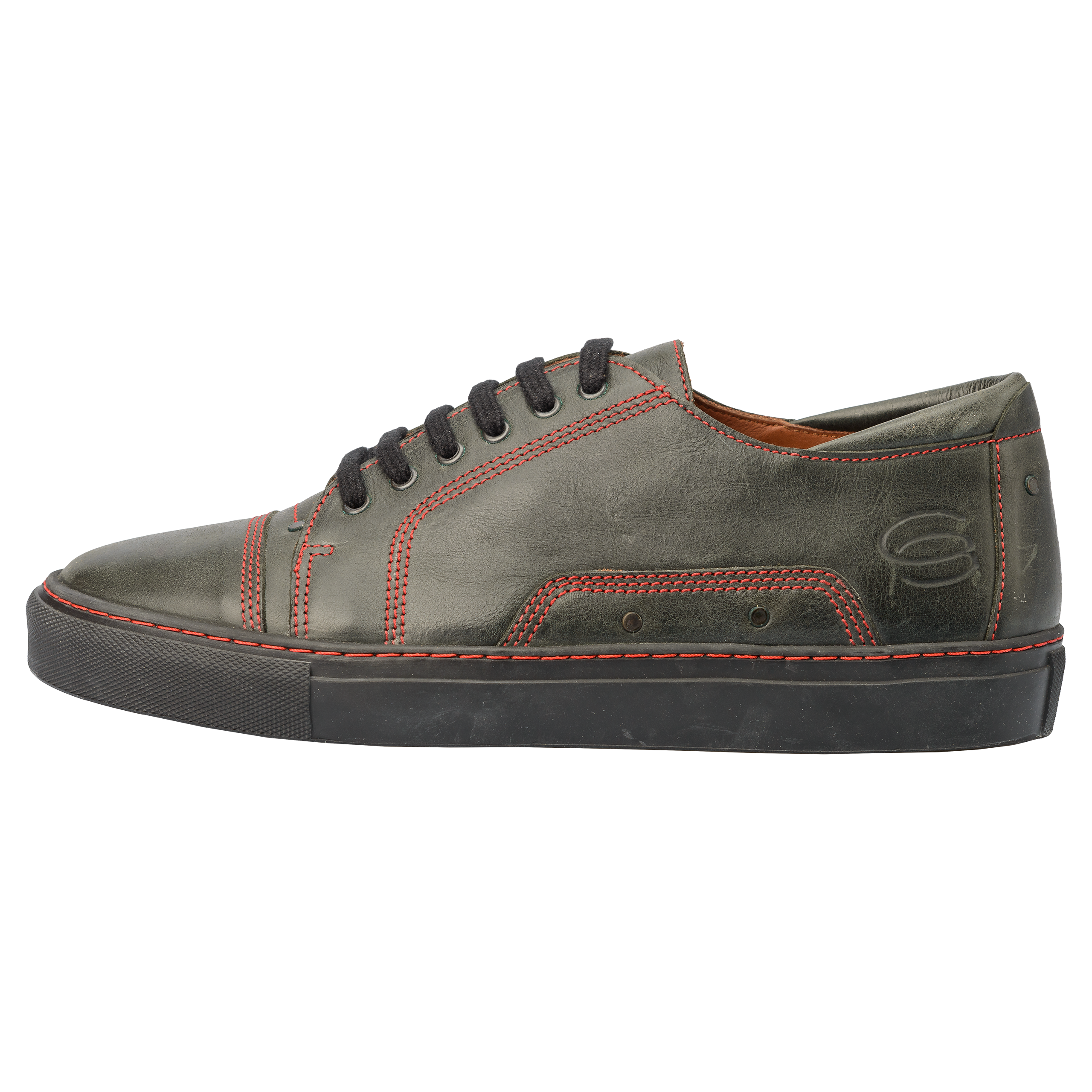 BADMINTON Herren Badminton-Sneaker-Naturleder-Schuh-antracite-rot
